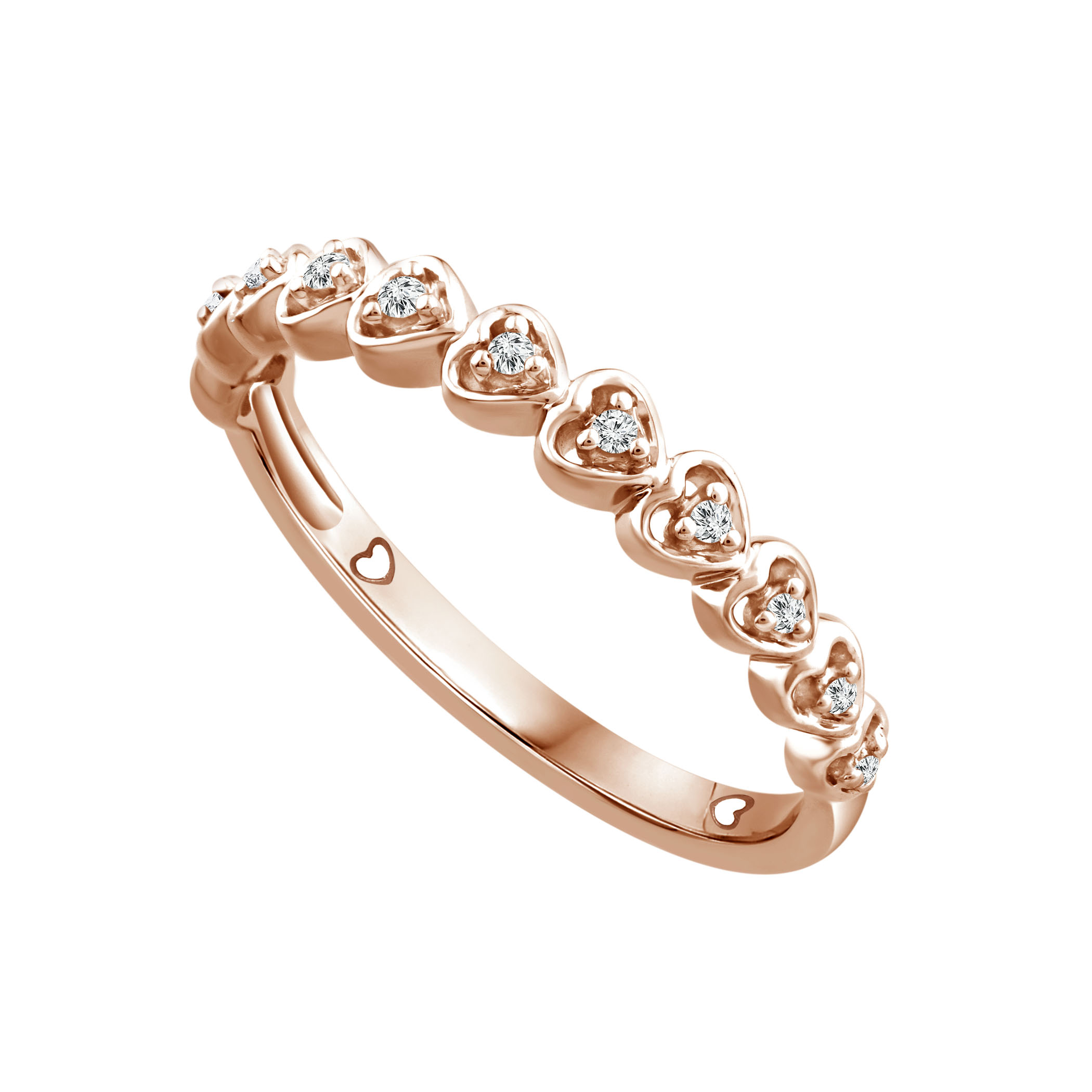 Color of Love 0.05 Carat T.W. Diamond Stackable Band in 10K Rose Gold with Garland of Mini Hearts (I-J,I3)