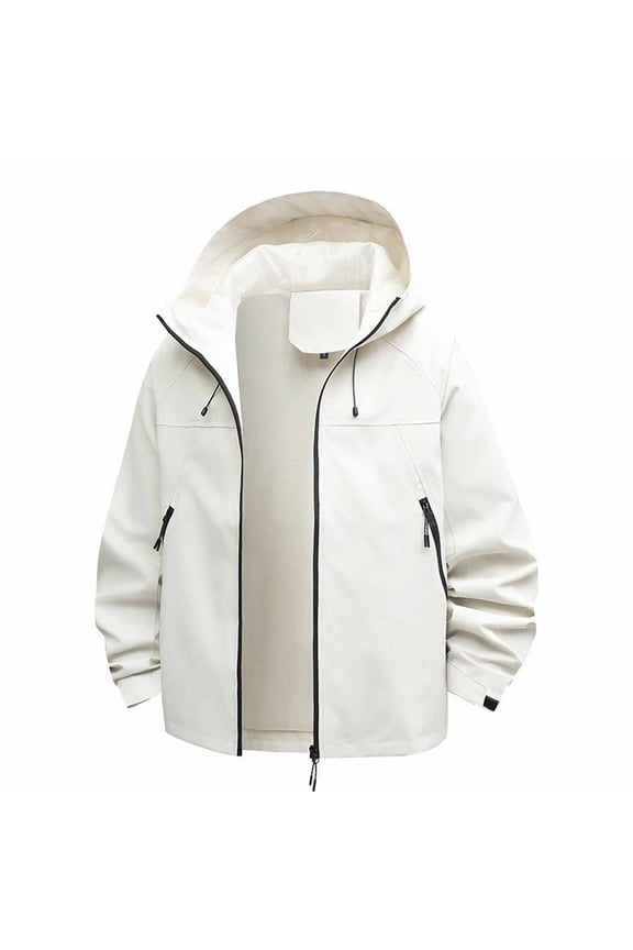 Plus Size Waterproof Active Outdoor Rain Jacket Rain Coat for Women Softshell for Hiking and Travel Lightweight Zip up Fall and Winter Raincoat Windbreaker with Hood White XXXL