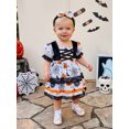 thumbnail image 4 of RUINIXCW Baby Girl Halloween Dress Pumpkin Skull Print Short Sleeves Dress Headband, 4 of 8