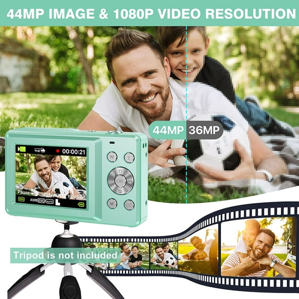 Appareil Photo Numérique Compact - 1080P HD 44MP Caméra, 2,4 LCD