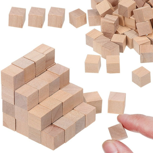 JUNWELL 400pcs Wooden Cubes Small Wooden Blocks DIY Craft Blocks Blank Cubes Solid Wood Blocks