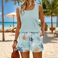 thumbnail image 2 of Sewkxo Two Piece Sets for Women Summer Lounge Short Sets Tank Square Neck Sleeveless Sweat Suit With Pockets,Light Blue 2XL, 2 of 5