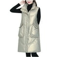 thumbnail image 2 of Ladies Fashion Solid Color Vest Zipper Sleeveless Pocket Mid-length Jacket, 2 of 7