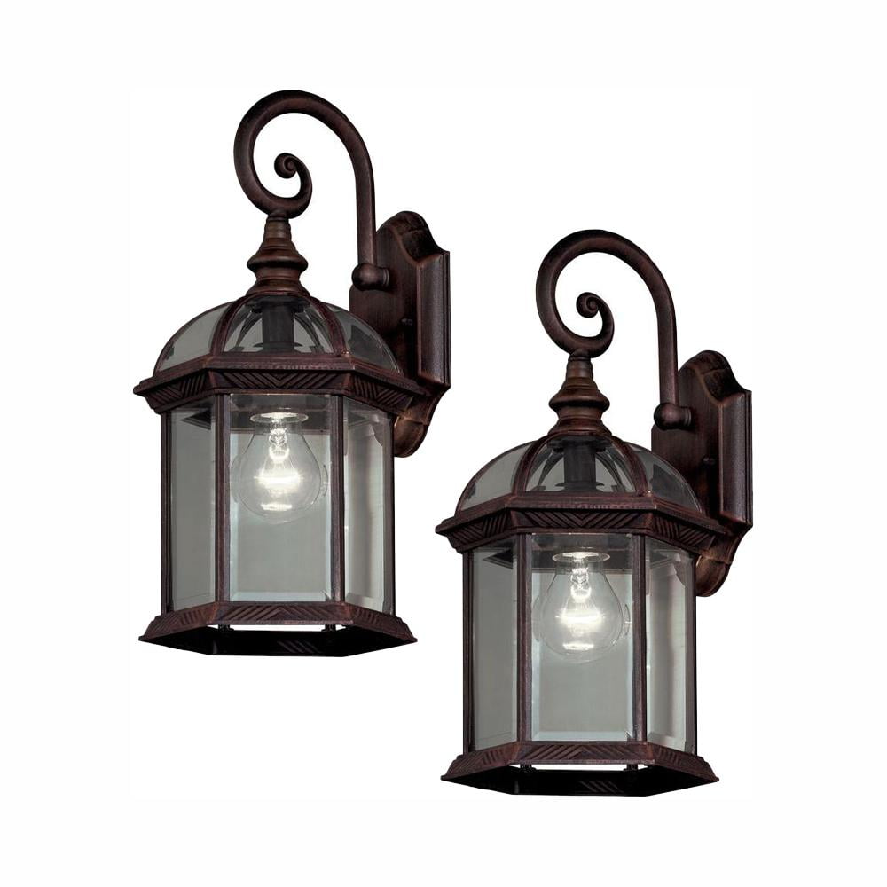 Hampton Bay Twin Pack 1-Light Weathered Bronze Outdoor ...