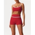 thumbnail image 5 of PISONIC Workout Sets for Women 2 Piece Color Block Sports Bra High Waist Shorts Gym Yoga Pilates Outfits, 5 of 8