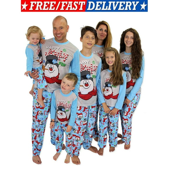 Family Matching Christmas Pajamas Set,Snowman Printing Tops Long Pants Sleepwear