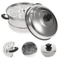thumbnail image 1 of QUMIIRITY Stainless Steel Steamer Pot for Kitchen Use Corrosion Resistant Healthy Material Large Capacity Double Handle Design 1pc 3.5L, 1 of 8