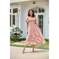 thumbnail image 5 of Anbech Women's Puff Short Sleeve Midi Dress 2024 Summer Square Neck Smocked Tiered High Waist Dress, 5 of 5