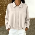 thumbnail image 2 of MaFYtyTPR Women's Zip Up Jacket Lapel Collar Long Sleeve Loose Fit Outerwear with Pocket for Fall Winter Outdoor Wear Beige XL, 2 of 5