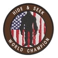 thumbnail image 1 of Bigfoot Hide & Seek World Champion 3.5" Iron On Or Sew On Embroidered Fabric Badge Patch Unexplained Mysteries Iconic Series, 1 of 2