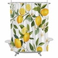 thumbnail image 2 of Yellow Lemon Shower Curtain for Bathroom Decor, Green Leaf White Flowers Farm Plant Summer Waterproof Fabric Shower Curtain, 72"x72" Set with 12 Hooks, 2 of 9