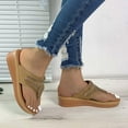 thumbnail image 4 of WIZUTIZ Shower Shoes Women Walking Comfortable Womens Summer Sandals Rhinestone Sparkly Slippers Wedge Sandals Platform Heels Slide Sandals BOHO Knitted Beach Sandals Outdoor Non-Slip Slide Sandals, 4 of 6