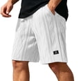 thumbnail image 2 of Mens Shorts Casual Summer Elastic Waist Textured Straight Leg Loose Fit Lightweight Lounge Shorts with Pockets, 2 of 5