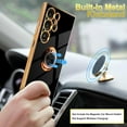 thumbnail image 3 of for Samsung Galaxy S24 Ultra 5G Case, Built-in 360° Ring Holder Metal Stand, Luxury Electroplated Plating Edge Shockproof Protective Phone Cover, Black, 3 of 9