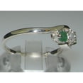 thumbnail image 3 of LBG British Made 18k White Gold Cultured Pearl & Emerald Womens Trilogy Ring - 33 size options - Size 11, 3 of 6