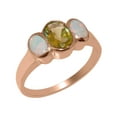 thumbnail image 1 of LBG British Made 10k Rose Gold Natural Peridot & Opal Womens Anniversary Ring - 33 size options - Size 10, 1 of 6