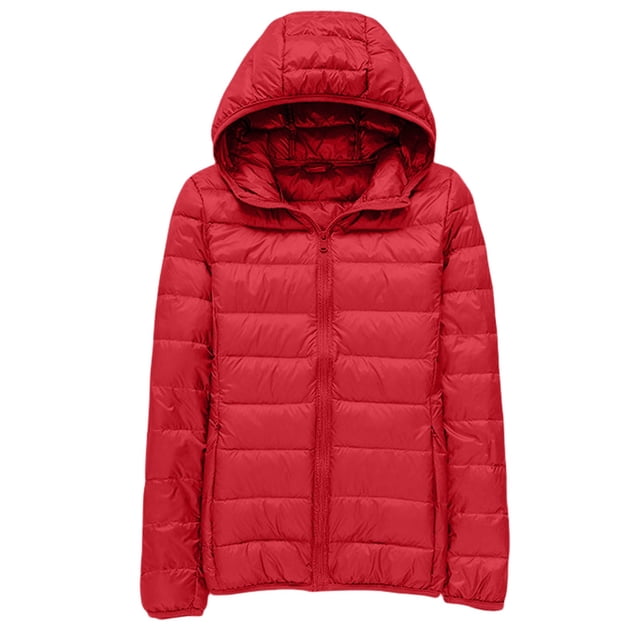 ManxiVoo Plus Size Puffer Jacket For Women Ultra Lightweight Warm Winter Coat Compact Travel Design With Storage Bag XXXXXXL Size Red