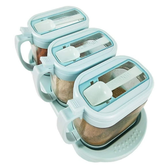 Transparent Glass Condiment Jar Seasoning Box Set Spice Jar Kitchen Condiment Container Cruet With Lid Spoon