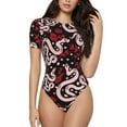 thumbnail image 1 of Balery Snake And Rose Body de cuello redondo de manga corta para mujer Tops de manga corta Tops básicos-X-Large, 1 of 7
