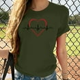 thumbnail image 4 of WREESH Casual Women's Heartbeat T-Shirts Cute Short Sleeve Graphic Crew Neck Blouses Olive Green, 4 of 5