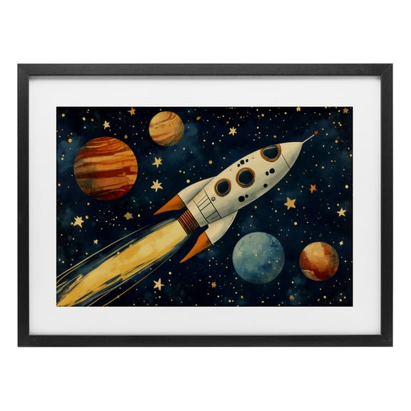 Stupell Industries Soaring Through Space Black Framed Print Under Glass, design by Creative Studio, 14 x 20