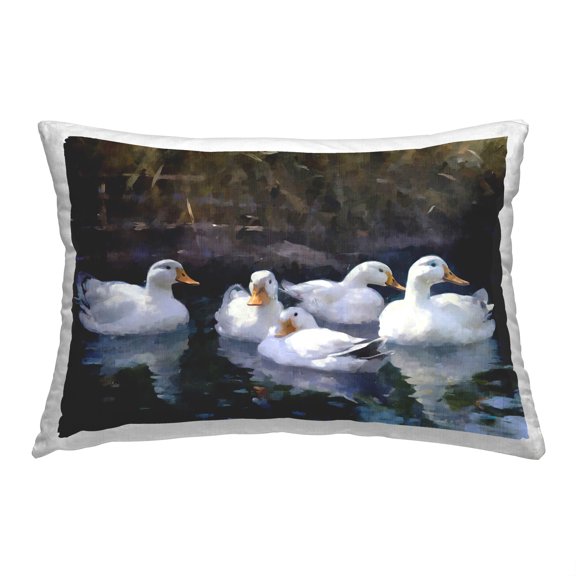Stupell Industries Ducks Swimming in Pond Decorative Printed Throw Pillow, 14 x 20