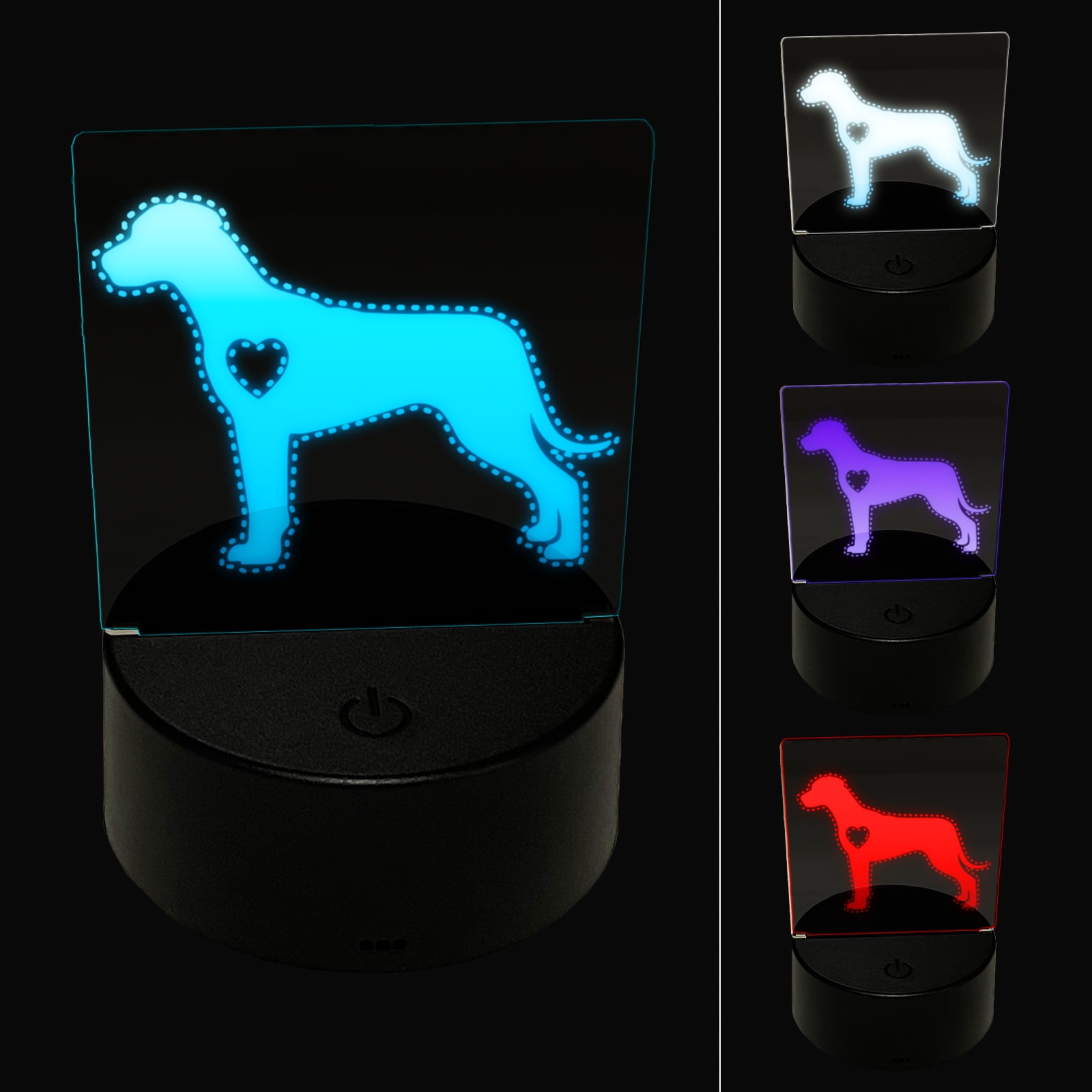 Rhodesian Ridgeback Dog with Heart LED Night Light Sign 3D Illusion ...