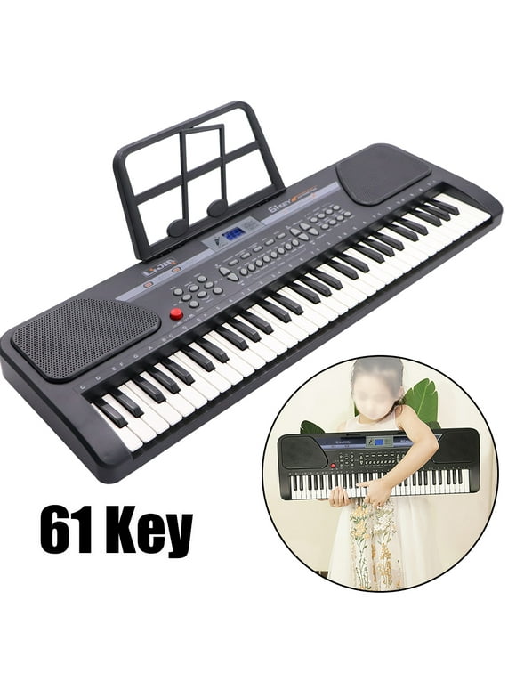 iMeshbean 61-Key Electronic Piano Keyboard Music Keyboard Electric Keyboard Digital Piano for Beginners with Built-in Dual Speakers, Microphone & Display Panel, Black