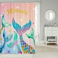thumbnail image 2 of Mermaid Tail Shower Curtain Set Teal Purple Gold Fish Scales 72"Wx72"L Fabric Shower Curtain,Gradient Pink Blue Bathroom Accessories Nautical Sea Animal Bath Curtain,Kawaii Shower Curtain, 2 of 6