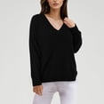 thumbnail image 4 of ASFGIMUJ 2023 New Style Knitted Pullover Top For Women Loose V Neck Casual Versatile Knitted Shirt For Women Black L, 4 of 4