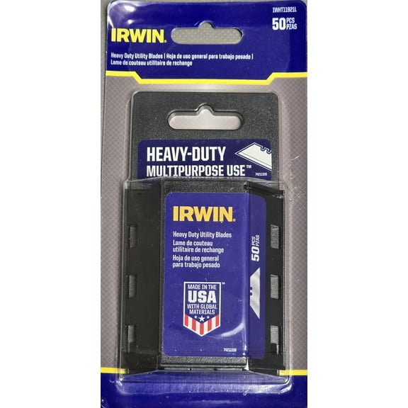 IRWIN Carbon Steel Heavy Duty Multipurpose Utility Razor Blades 50-Pk IWHT11921L