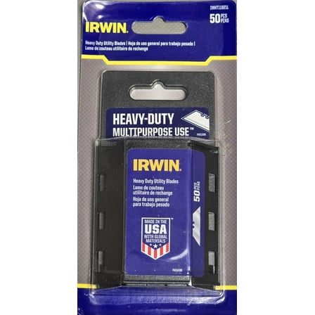 IRWIN Carbon Steel Heavy Duty Multipurpose Utility Razor Blades 50-Pk IWHT11921L