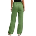 thumbnail image 4 of Minjewel Women's Solid Color Elastic Waist Loose Fit Breathable Cotton Linen Pants, Casual Trousers for Summer and Beach, Lightweight Comfortable,Green,2XL, 4 of 6