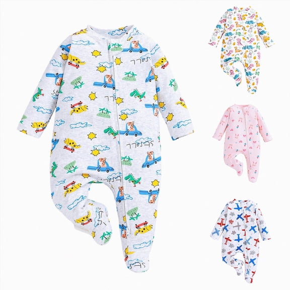 sdbrld Baby Pajamas Preemie Clothes Boy Newborn Sleepers 3 6 9 12 18 24 Months Unisex Infant Long Sleeve Romper Jumpsuit Fall Winter Green Sizes 3-6 Months