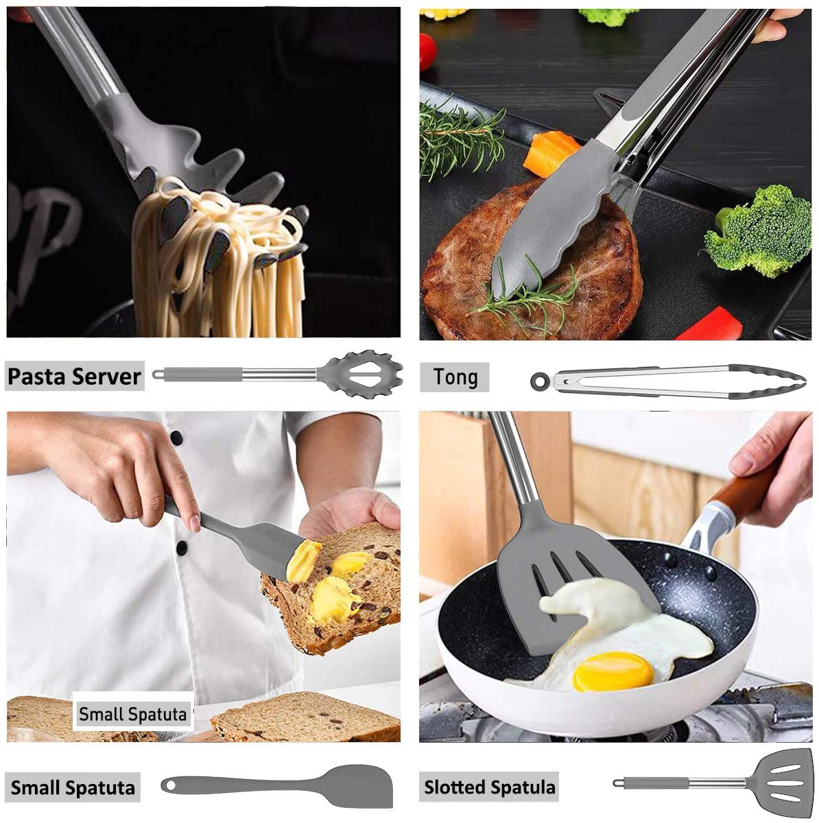 GCP Products Silicone Cooking Utensil Set, 15Pcs Silicone Cooking Kitchen  Utensils Set, Non-Stic - Best Kitchen