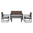 thumbnail image 7 of Elina 4-Piece Modern Coastal Faux Wicker Conversation Outdoor Patio Set, White/Black, 7 of 7