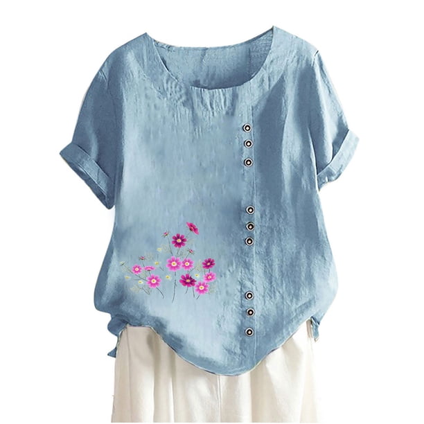 Camisetas de Manga Corta para Mujeres, Camiseta de Manga Corta Impresa Casual Hecha de 95% Poliéster 5% Spandex para Todas las Estaciones, Camisetas de Manga Corta para Mujeres