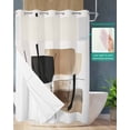 thumbnail image 2 of No Hook Shower Curtains with Snap in Liner, Brown Black Abstract Art Waterproof Fabric Shower Curtain, Luxury Geometric Modern Art Double Layers & See-Through Top Window Bathroom Curtains 72''x84'', 2 of 6