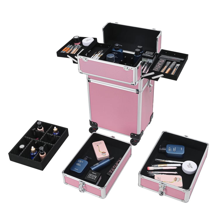 Rolling Makeup Train Case, Pink Leopard Pattern photo 5