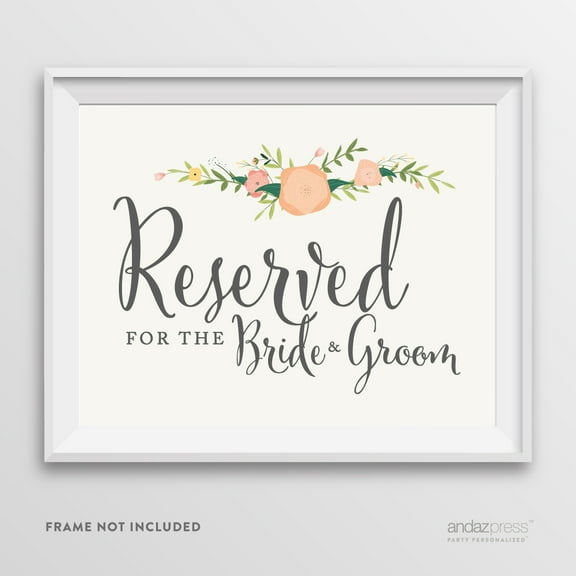 Reserved For The Bride & Groom Floral Roses Wedding Party Signs