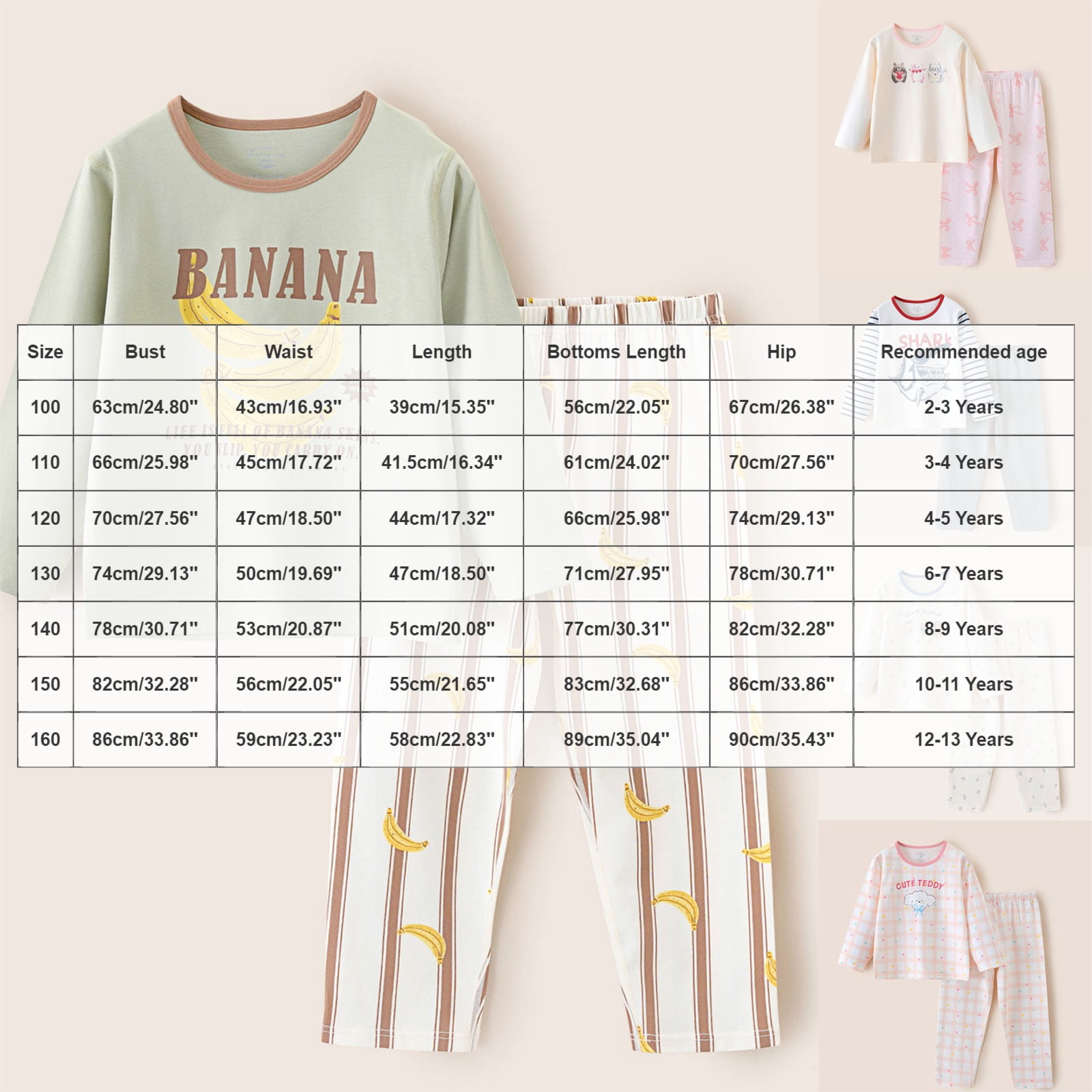 Leey-World Toddler Pijamas Girl 1t 2t 3t 4t 5t 6t Toddler Girls Kids Pajamas Pjs Long Sleeve Snug fit 12M-8Y 2pcs Soft Jammies(Beige,10-11 Years)