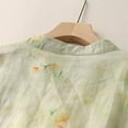 thumbnail image 3 of Dazajoo Cotton Linen Embroidery Blouse for Women Casual V-Neck 3/4 Sleeve Floral Shirts Vintage Comfy Lightweight Tunic Tops,Green,XL, 3 of 8