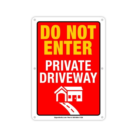 SIGNOGRAFX Private Property Sign No Trespassing DO NOT ENTER PRIVATE DRIVEWAY, 10” x 14”, Metal Sign, Full Color Digital Printing, Easy to Install Indoor/Outdoor.
