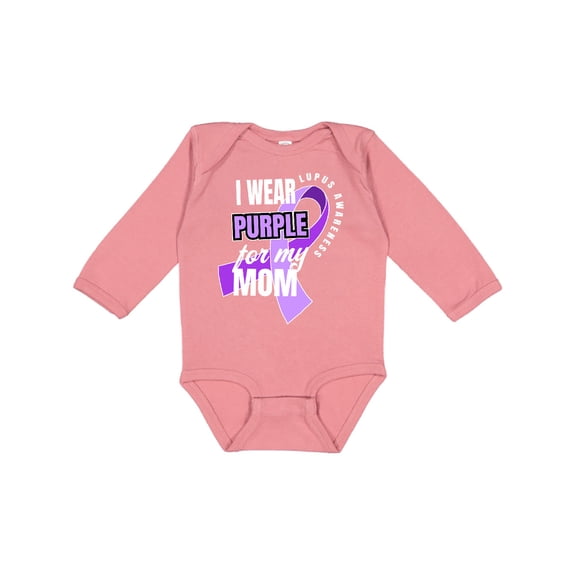 Inktastic I Wear Purple For My Mom Lupus Awareness Boys or Girls Long Sleeve Baby Bodysuit