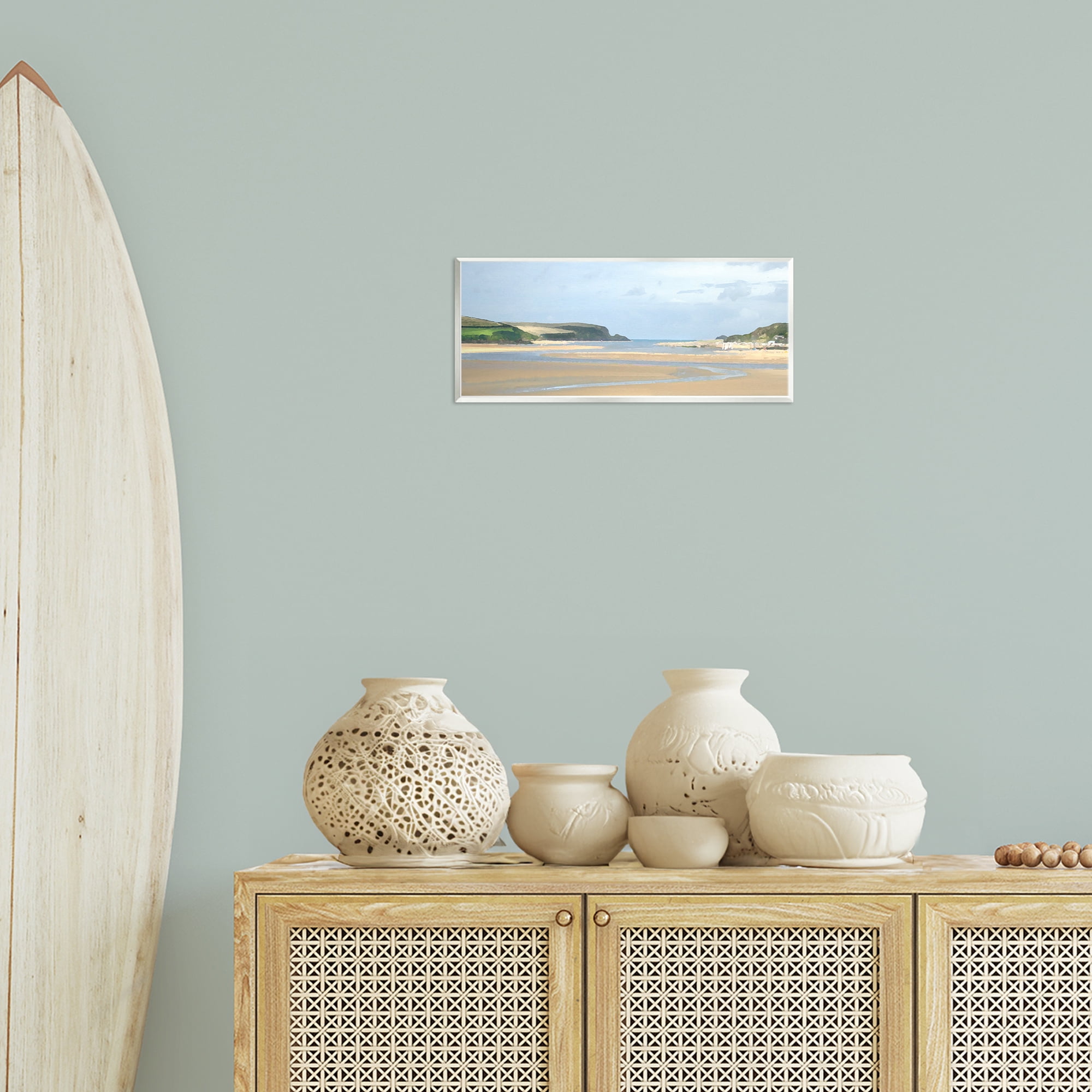 Stupell Industries Vast Beach View Landscape Painting Unframed Art Print Wall Art, 17 x 7