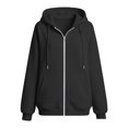 thumbnail image 3 of lcziwo Womens Zipper Hoodie with Pockets Long Sleeve Drawstring Sweatshirts Trendy Lightweight Sweatshirt Fall Jackets 2026 Black,XL, 3 of 8