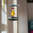 Novel Feeder Metal Hanging Chain Girl And Umbrella Bird Feeder Modern