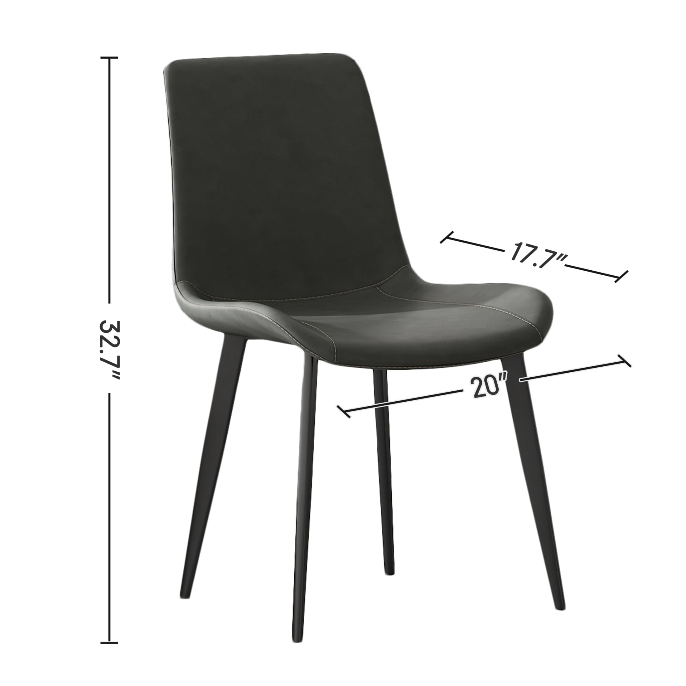 Noble House Modern PU Leather Upholstered Dining Chairs with Metal Legs, Armless Side Chairs, Gray, Set of 4