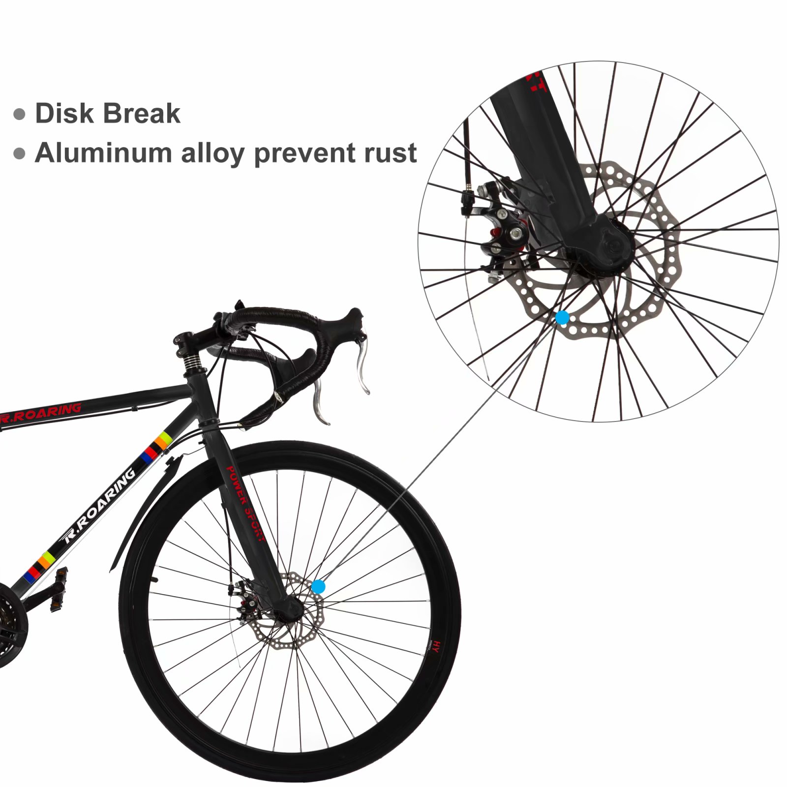 R.ROARING Commuter Road Bike 26 inch Wheels 21 Speed Shifting Bikes Dual Disc Brake Road Bicycle for Adults Mens Women, Black