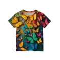 thumbnail image 3 of CCRFTGI Cute Shirts for Kids Girls Size 7 Clothes for Teen Girls Short Sleeve Trendy Butterfly Print Blouses Lightweight Crew Neck Tunic Tops Orange 2-3 Years, 3 of 4